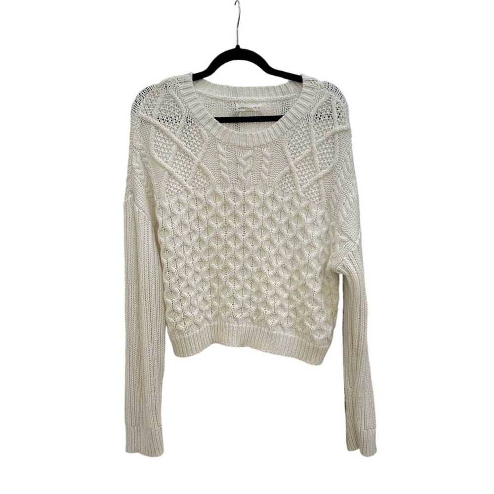Aéropostale Cream Cable Knit Cropped Sweater‎ Cozy Chic Layering Women's  XL